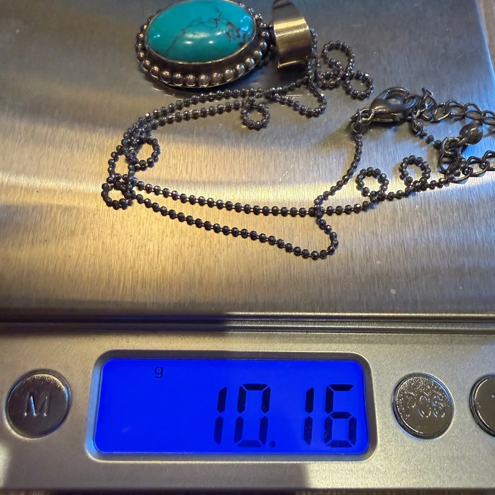 Turquoise and Sterling silver 925 Pendant Necklace - Picture 3 of 5